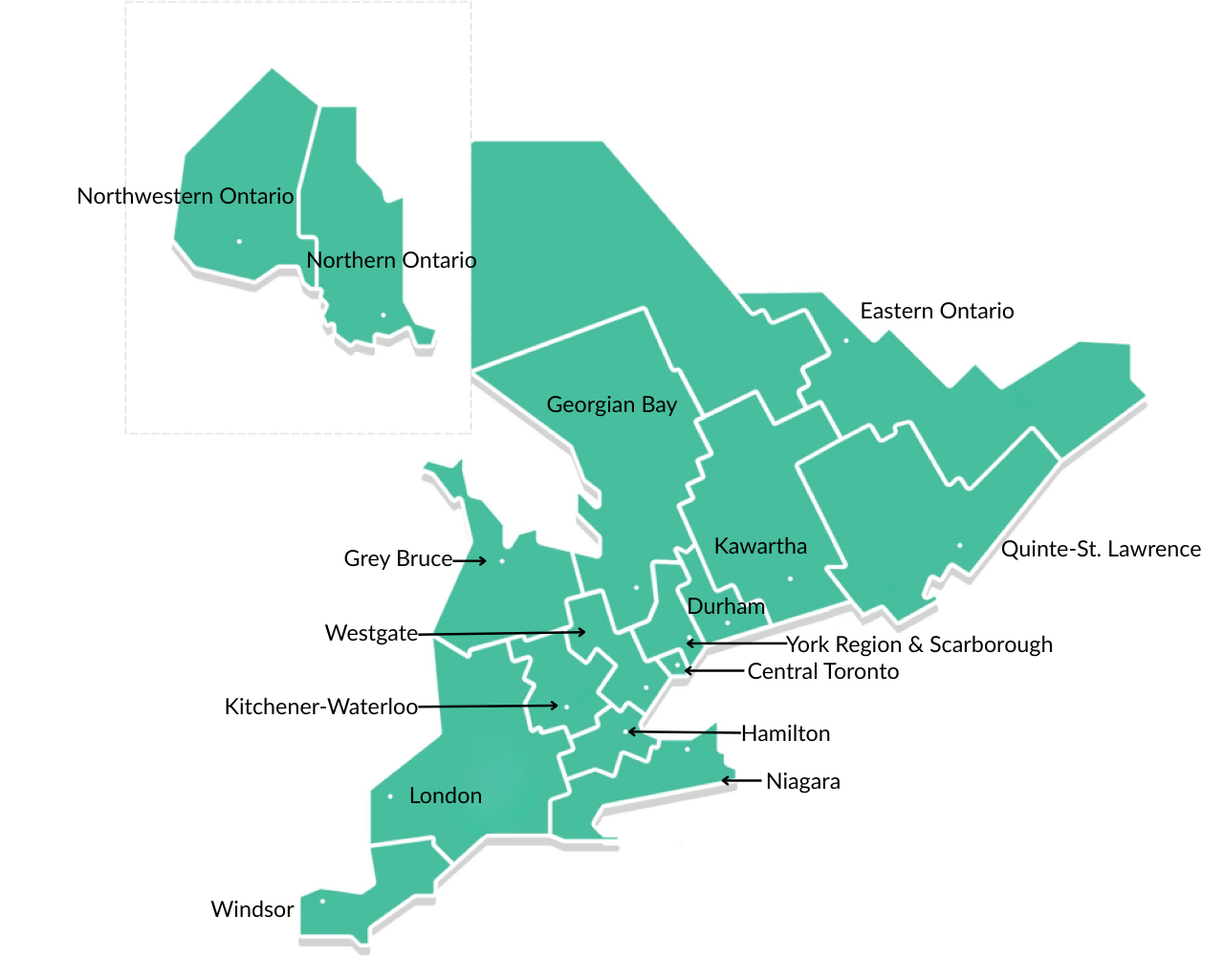 Map of 16 OPA districts
